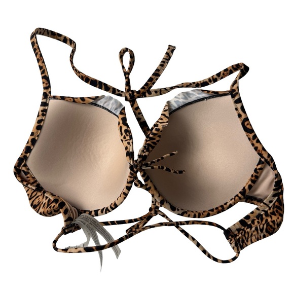 Victoria's Secret Cheetah Bikini Top 36D Black Bottom L Beach 2 Piece String Y2K - Picture 4 of 10